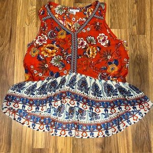 Beautiful and festive red floral top!